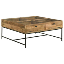 Load image into Gallery viewer, Stephie - 4-Drawer Square Glass Top Coffee Table - Honey Brown