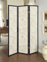 Load image into Gallery viewer, Felice - 3-Panel Room Divider Folding Screen - French Script