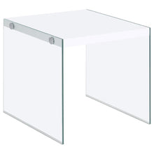 Load image into Gallery viewer, Opal - Square Glass Frame Side End Table - White High Gloss