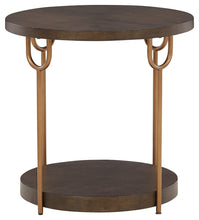 Load image into Gallery viewer, Brazburn - Dark Brown / Gold Finish - Round End Table