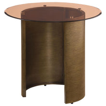 Load image into Gallery viewer, Morena - Round Tawny Glass Top Side End Table - Brushed Bronze