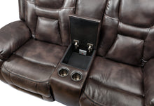 Load image into Gallery viewer, Oportuna - Dual Power Console Loveseat - Dark Brown
