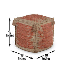 Load image into Gallery viewer, Jafar - Square Handwoven Jute Pouf - Red