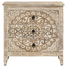 Load image into Gallery viewer, Mariska - 3-Drawer Wood Mandala Cabinet - Distressed White
