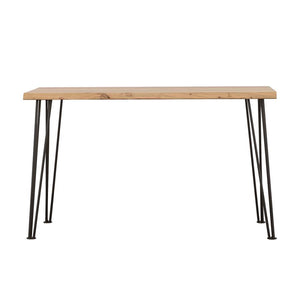 Zander - Solid Wood Top Console Table - Natural And Matte Black