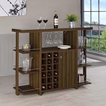 Load image into Gallery viewer, Evelio - 6-Shelf Glass Top Home Bar Wine Cabinet - Walnut