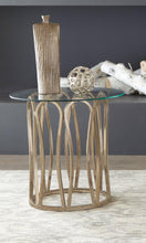 Load image into Gallery viewer, Monett - Round Glass Top Side End Table - Chocolate Chrome