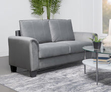 Load image into Gallery viewer, Davis - Upholstered Rolled Arm Loveseat - Gray