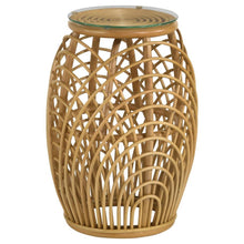 Load image into Gallery viewer, Dahlia - Round Glass Top Woven Rattan End Table - Natural