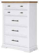 Load image into Gallery viewer, Ashbryn - White / Natural - Five Drawer Chest