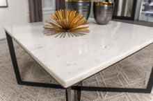 Load image into Gallery viewer, Tobin - Square Marble Top Coffee Table - White And Black