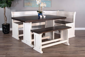 Carriage House - Counter Height Breakfast Nook Set - White / Dark Brown