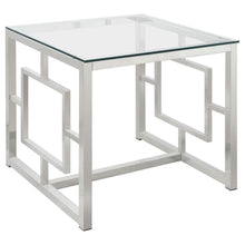 Load image into Gallery viewer, Merced - Square Glass Top Side End Table - Nickel