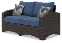 Load image into Gallery viewer, Windglow - Blue / Brown - Loveseat With Cushion