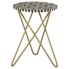 Load image into Gallery viewer, Xenia - Round Bone Inlay Accent Side Table - White And Gold