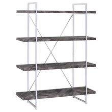 Load image into Gallery viewer, Grimma - 4-Shelf Bookshelf - Rustic Gray And Chrome