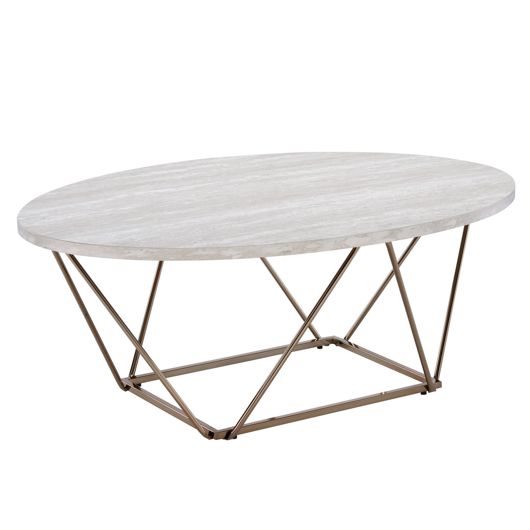 Rowan - Faux Marble Top Coffee Table - Gray