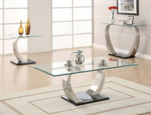 Load image into Gallery viewer, Pruitt - Rectangular Glass Top Metal Side End Table - Satin