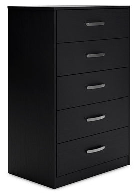 Finch - Black - Five Drawer Chest - 46