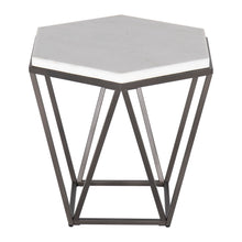 Load image into Gallery viewer, Corvus - End Table With Marble Top Hexagon - White