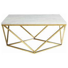 Load image into Gallery viewer, Meryl - Square Faux Marble Top Coffee Table - White And Gold