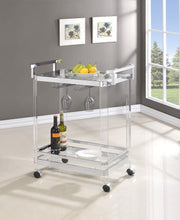 Load image into Gallery viewer, Jefferson - 2-Tier Glass Shelf Acrylic Bar Cart - Chrome