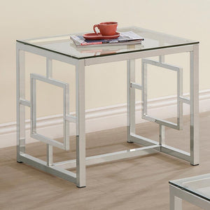 Merced - Square Glass Top Side End Table - Nickel