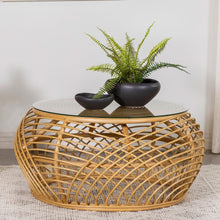 Load image into Gallery viewer, Dahlia - Round Glass Top Woven Rattan Coffee Table - Natural