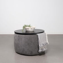 Load image into Gallery viewer, Tesoro - Round Upholstered Lift Top Storage Ottoman - Gray