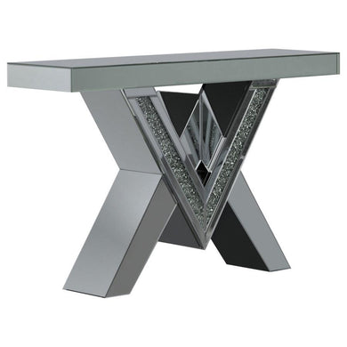 Taffeta - V-Shaped Mirrored Entryway Console Table - Silver