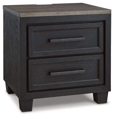 Foyland - Black / Brown - Two Drawer Night Stand