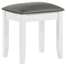 Load image into Gallery viewer, Barzini - Upholstered Vanity Stool - Metallic Aand White