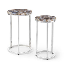 Load image into Gallery viewer, Onyx - Agate Top Nesting Table - Pearl Silver