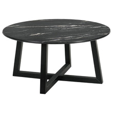 Load image into Gallery viewer, Skylark - Round Marble-Like Smart Top Coffee Table - Black