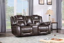 Load image into Gallery viewer, Oportuna - Dual Power Console Loveseat - Dark Brown