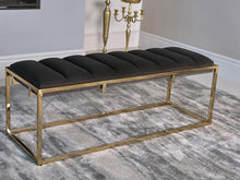 Load image into Gallery viewer, Lorena - Velvet Upholstered Bench - Dark Gray And Gold