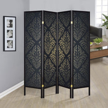 Load image into Gallery viewer, Haidera - 4-Panel Room Divider Folding Screen - Black Damask