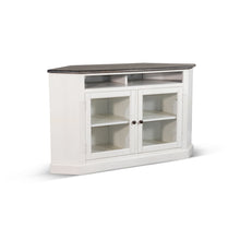 Load image into Gallery viewer, Carriage House - Corner TV Stand - White / Dark Brown