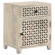 Load image into Gallery viewer, August - 1-Drawer Trellis Pattern Storage Cabinet - White Washed