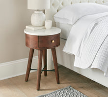 Load image into Gallery viewer, Bangalore - White Marble Top Round End Table - White