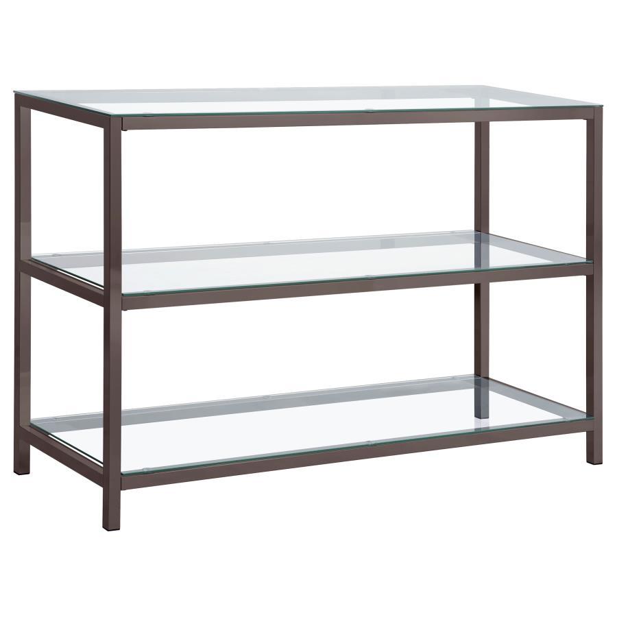 Trini - 2-Shelf Glass Top Entryway Console Table - Black Nickel