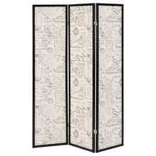 Load image into Gallery viewer, Felice - 3-Panel Room Divider Folding Screen - French Script