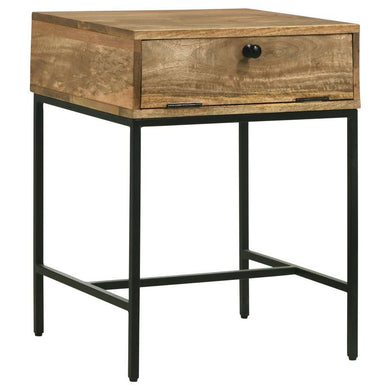 Stephie - Rectangular Side End Table With Storage - Honey Brown