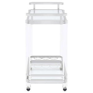 Jefferson - 2-Tier Glass Shelf Acrylic Bar Cart - Chrome