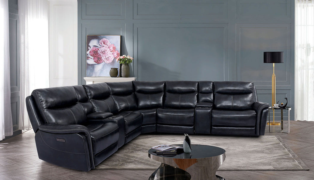 Braylee - Power Sectional - Dark Navy