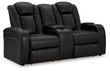 Load image into Gallery viewer, Caveman Den - Midnight - Power Reclining Loveseat with Console/ Adj Hdrst