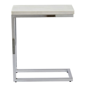 Echo - White Marble Top Chairside Table - White