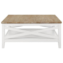 Load image into Gallery viewer, Hollis - Square Wood Coffee Table With Shelf - Brown And White