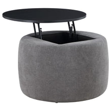 Load image into Gallery viewer, Tesoro - Round Upholstered Lift Top Storage Ottoman - Gray