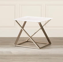 Load image into Gallery viewer, Zurich - End Table With Faux White Marble Top - White